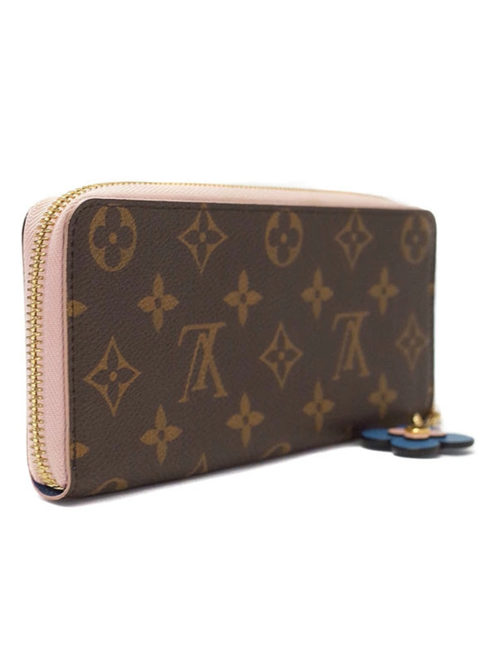 Louis Vuitton Zipper Clemence Long Wallet Portefeuille Round Monogram Brown